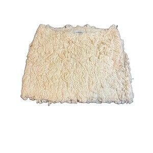 NWT SYSTEM Korea Shaggy Curly Pile Cream Faux Fur Mini Skirt Size M/38 Divastyle